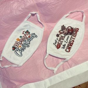 NWOT Merry Christmas design face masks, you get two of them